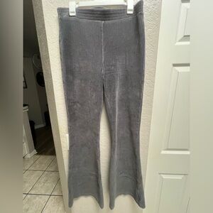 Aerie Women's Dark Gray Velvet Ribbed High Rise Flare Lounge Pants Size XL Long